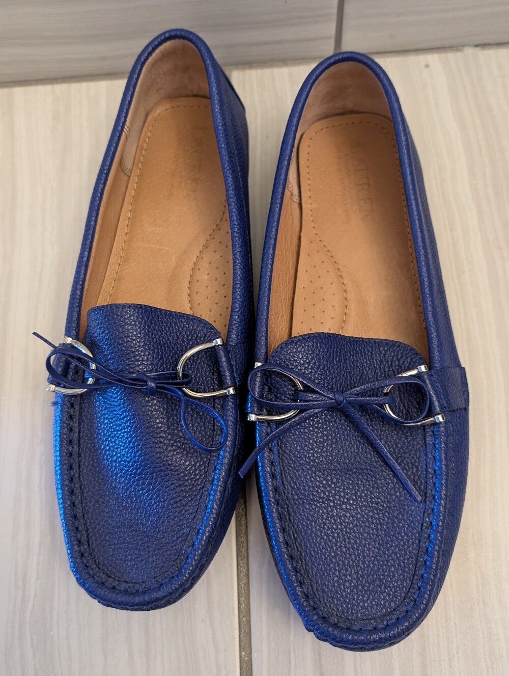 Ralph Lauren Briley Leather Horsebit Loafer Driving Moccasin Blue Women Size 10 - Picture 2 of 7